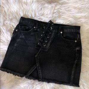lace up denim skirt